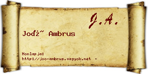 Joó Ambrus névjegykártya